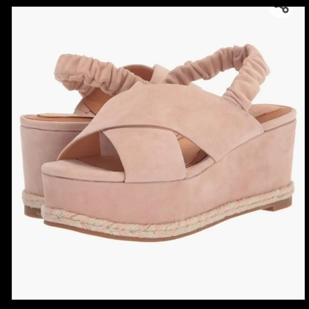 JOIE  Leather Garden Platform Wedge Sling Back leather Sandal/Espadril NWT